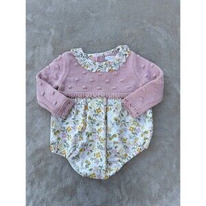 Shabby Chick 6-9M long sleeve sweater bubble romper